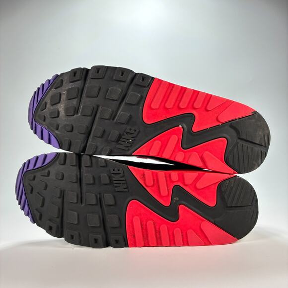 Nike Air Max 90 White Black Lace Up Comfort Running Shoes AJ1285-106 Men's Sz 10 - Picture 8 of 11